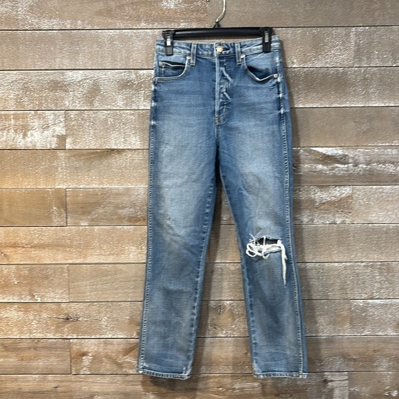 AMO Chloe Crop Girl Crush distressed buttonfly Jean size 26 - Picture 3 of 11